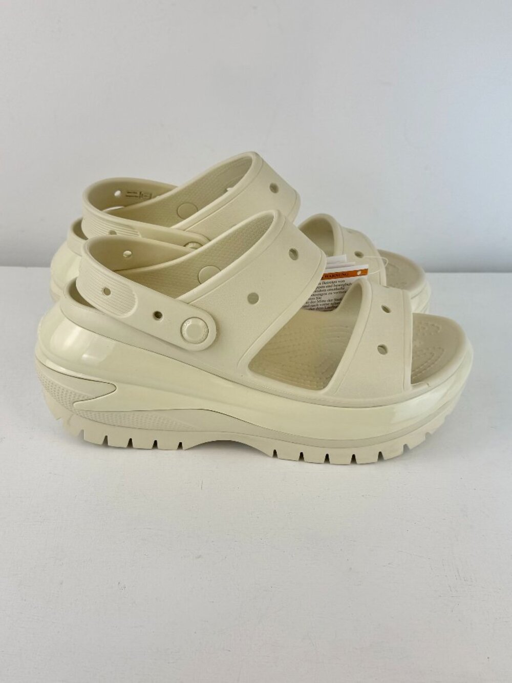Women 9, Men's 7 - Crocs Mega Crush Platform Chunky Sandal - Bone